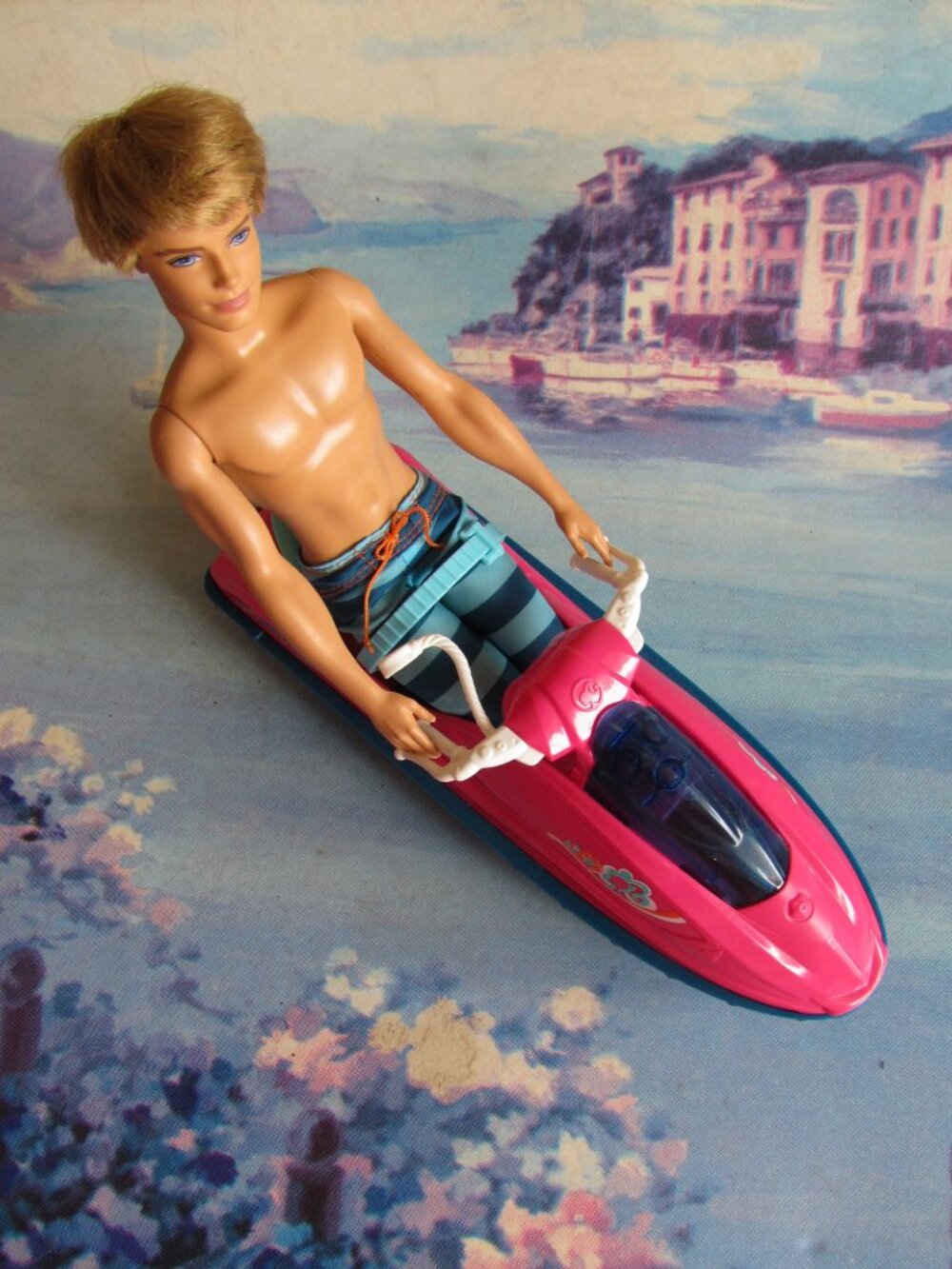 KEN w JET SKI, BLOND ROOTED HAIR HANDSOME BARBIE BOYFRIEND, 2009, LIKE NEW